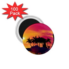 Wonderful Sunset Over The Island 1 75  Magnets (100 Pack) 