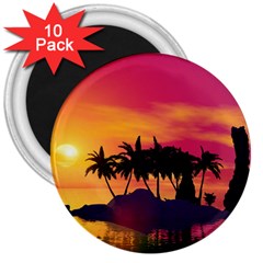 Wonderful Sunset Over The Island 3  Magnets (10 Pack) 