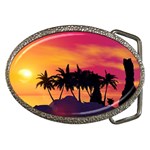 Wonderful Sunset Over The Island Belt Buckles Front