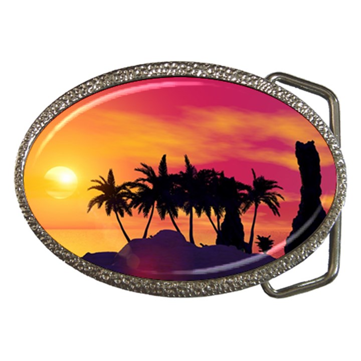 Wonderful Sunset Over The Island Belt Buckles