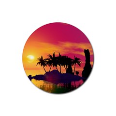 Wonderful Sunset Over The Island Rubber Round Coaster (4 Pack) 