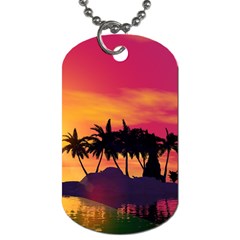 Wonderful Sunset Over The Island Dog Tag (one Side)