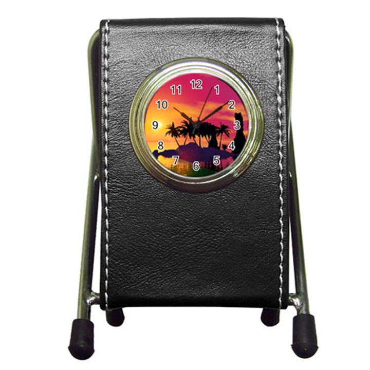 Wonderful Sunset Over The Island Pen Holder Desk Clocks