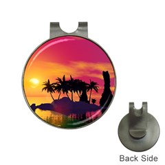 Wonderful Sunset Over The Island Hat Clips With Golf Markers