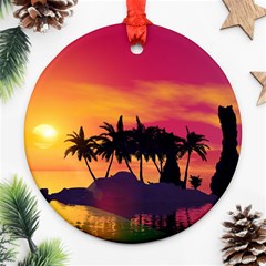 Wonderful Sunset Over The Island Round Ornament (two Sides) 