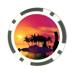 Wonderful Sunset Over The Island Poker Chip Card Guards (10 Pack) 