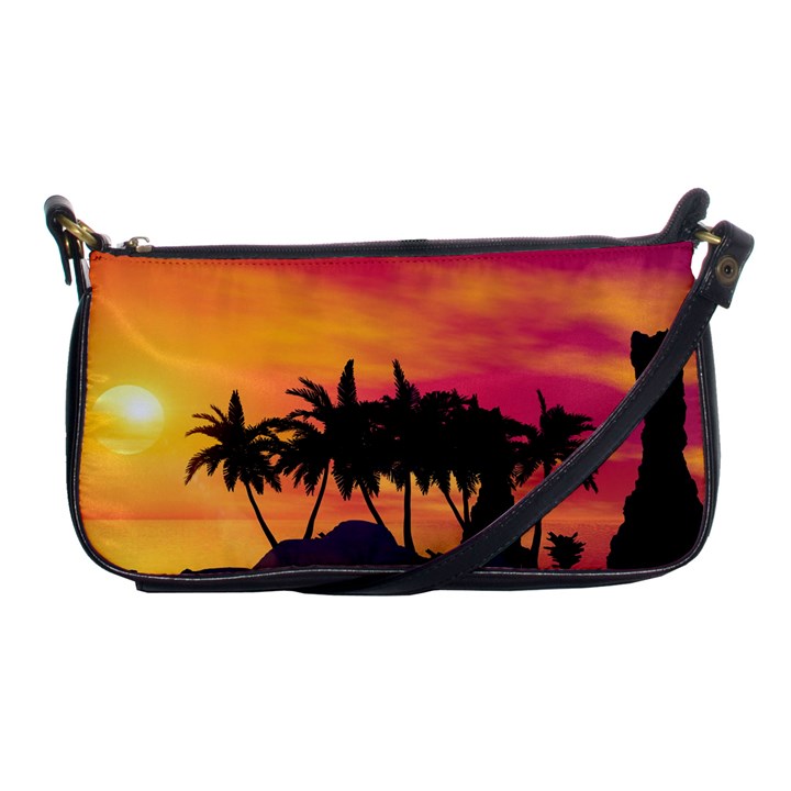 Wonderful Sunset Over The Island Shoulder Clutch Bags