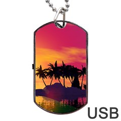 Wonderful Sunset Over The Island Dog Tag Usb Flash (one Side)