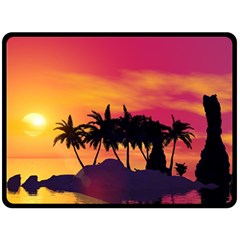 Wonderful Sunset Over The Island Double Sided Fleece Blanket (large)  by FantasyWorld7