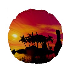 Wonderful Sunset Over The Island Standard 15  Premium Flano Round Cushions by FantasyWorld7