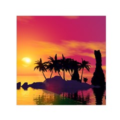 Wonderful Sunset Over The Island Small Satin Scarf (square) 