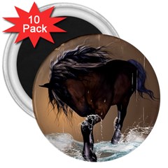 Beautiful Horse With Water Splash 3  Magnets (10 Pack)  by FantasyWorld7