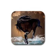 Beautiful Horse With Water Splash Rubber Square Coaster (4 Pack) 