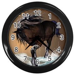 Beautiful Horse With Water Splash Wall Clocks (black)