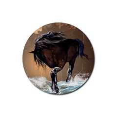 Beautiful Horse With Water Splash Rubber Coaster (round) 