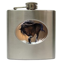 Beautiful Horse With Water Splash Hip Flask (6 Oz)