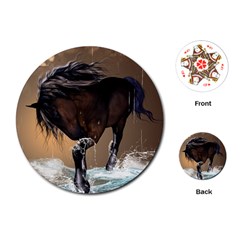 Beautiful Horse With Water Splash Playing Cards (round) 