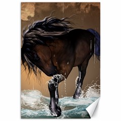 Beautiful Horse With Water Splash Canvas 12  X 18  