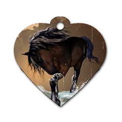 Beautiful Horse With Water Splash Dog Tag Heart (two Sides)