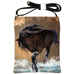 Beautiful Horse With Water Splash Shoulder Sling Bags by FantasyWorld7