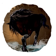 Beautiful Horse With Water Splash Large 18  Premium Round Cushions