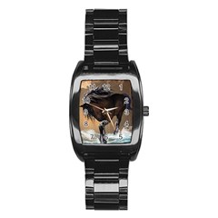 Beautiful Horse With Water Splash Stainless Steel Barrel Watch by FantasyWorld7