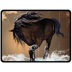 Beautiful Horse With Water Splash Double Sided Fleece Blanket (large) 