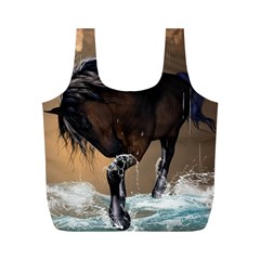 Beautiful Horse With Water Splash Full Print Recycle Bags (m) 