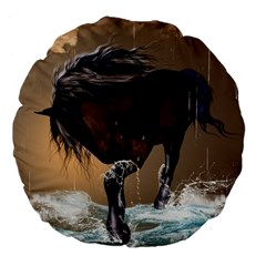 Beautiful Horse With Water Splash Large 18  Premium Flano Round Cushions