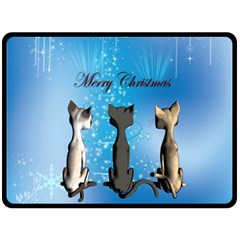 Merry Chrsitmas Fleece Blanket (large)  by FantasyWorld7