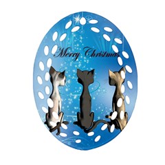 Merry Chrsitmas Oval Filigree Ornament (2-side) 