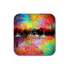 Colorful Tree Landscape Rubber Coaster (square) 