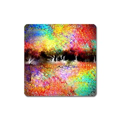 Colorful Tree Landscape Square Magnet