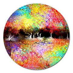 Colorful Tree Landscape Magnet 5  (round)