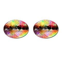 Colorful Tree Landscape Cufflinks (oval) by digitaldivadesigns