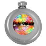 Colorful Tree Landscape Round Hip Flask (5 oz) Front