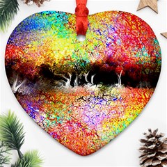 Colorful Tree Landscape Heart Ornament (2 Sides)