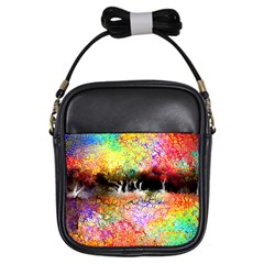 Colorful Tree Landscape Girls Sling Bags