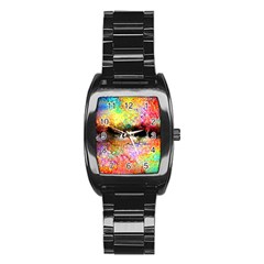 Colorful Tree Landscape Stainless Steel Barrel Watch