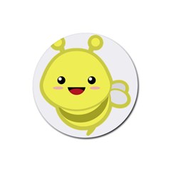 Kawaii Bee Rubber Coaster (round)  by KawaiiKawaii