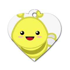 Kawaii Bee Dog Tag Heart (two Sides)