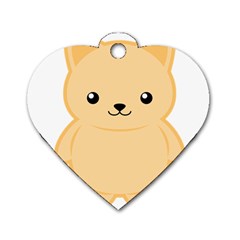 Kawaii Cat Dog Tag Heart (one Side)