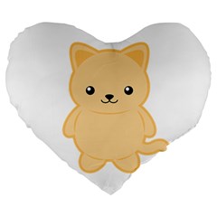 Kawaii Cat Large 19  Premium Heart Shape Cushions