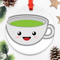 Kawaii Cup Round Ornament (two Sides) 