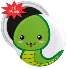 Kawaii Snake 3  Magnets (10 Pack) 