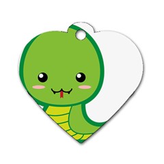 Kawaii Snake Dog Tag Heart (two Sides) by KawaiiKawaii