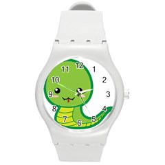 Kawaii Snake Round Plastic Sport Watch (m)