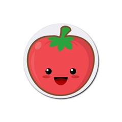 Kawaii Tomato Rubber Coaster (round)  by KawaiiKawaii