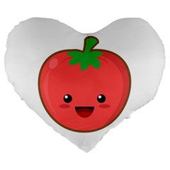 Kawaii Tomato Large 19  Premium Heart Shape Cushions