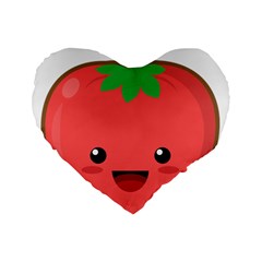 Kawaii Tomato Standard 16  Premium Flano Heart Shape Cushions by KawaiiKawaii